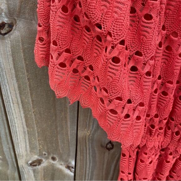 NEW Max Studio Lace Crochet Bohemian A-line orangish Red Mini Dress - Picture 7 of 9